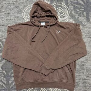 Gymshark Brown Men's Pullover Hoodie with White Logo